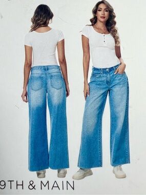 9th & Main Studded Wide Leg Jeans